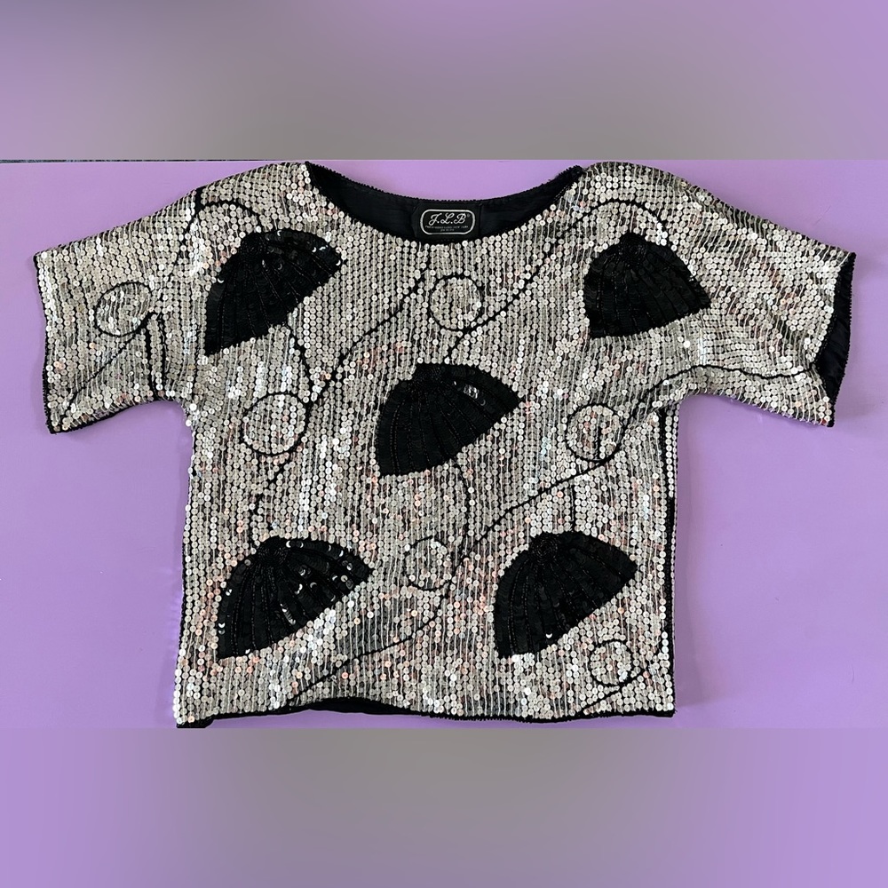 J.L.B vintage sequin silk top